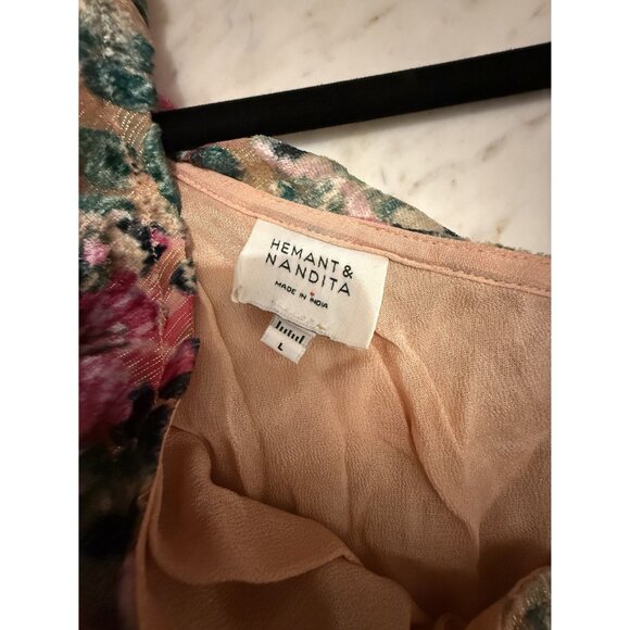 Hemant and Nandita Kilim Mini Dress Pink Size Large One Shoulder NEW $354 [jb] - Picture 6 of 12